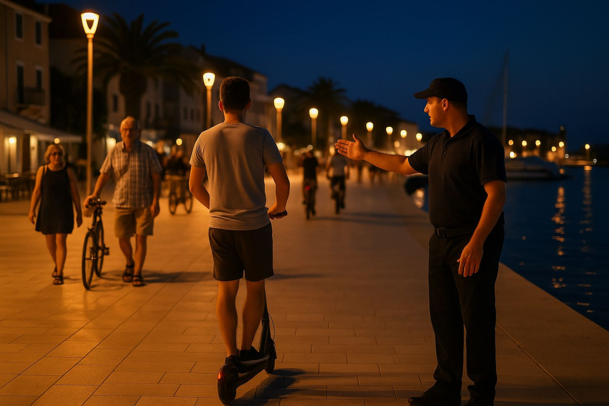 Vodice već imaju zabranu vožnje romobila i bicikla uz rivu, ali mnogi je ignoriraju - redari ih moraju zaustavljati