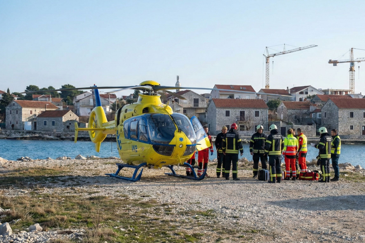 Teška nesreća na radu u Murteru, medicinski helikopter sletio u Tribunj