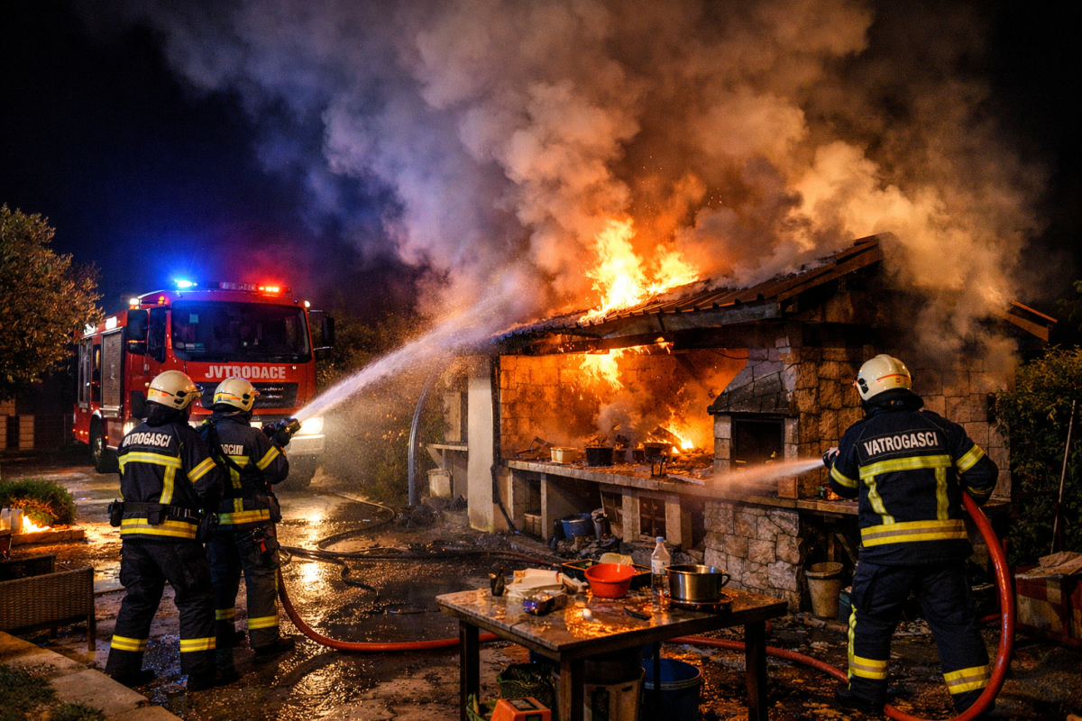 Požar ljetne kuhinje na području Srime, dio Srime i Vodica bez struje