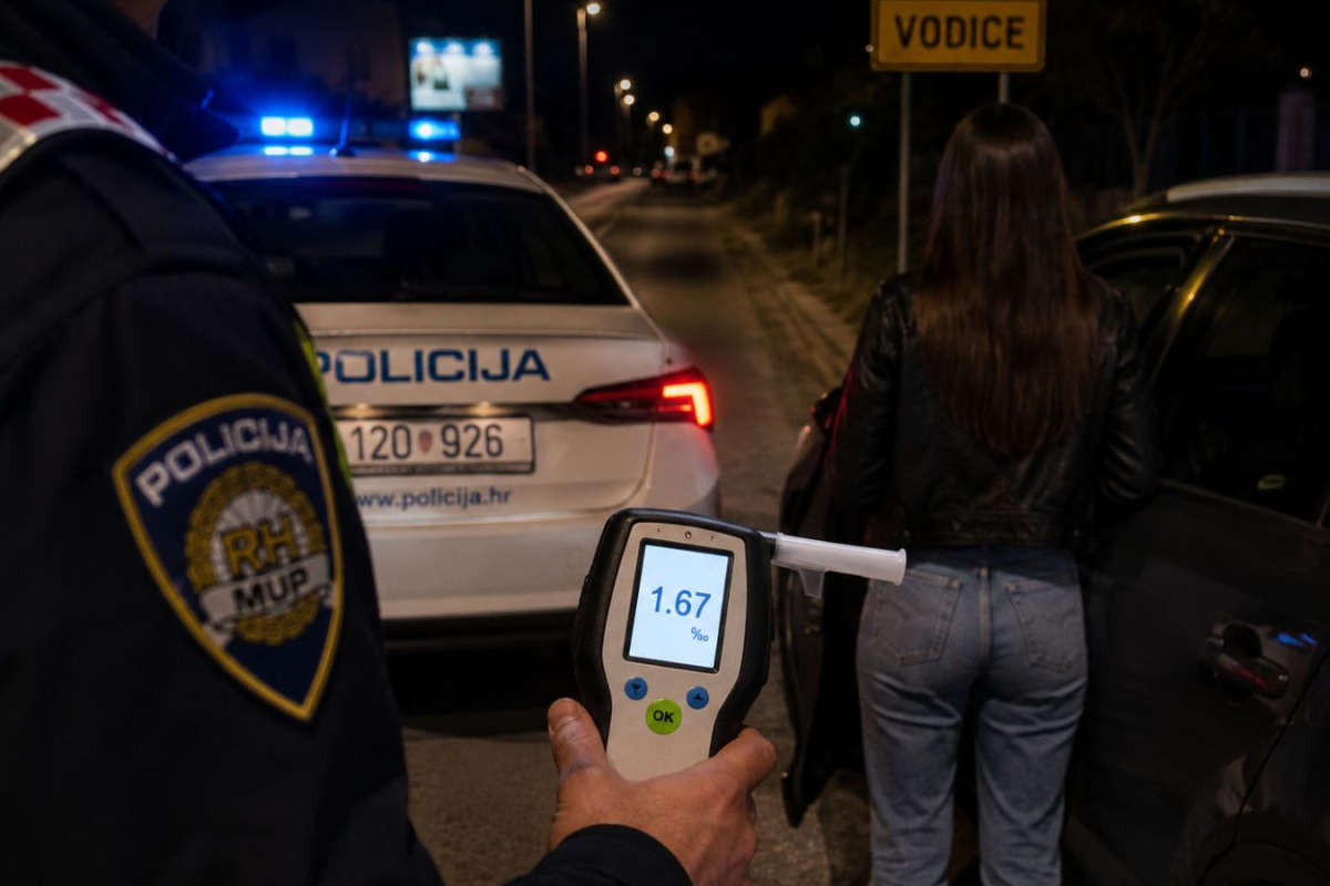 Mlada vozačica u Vodicama "napuhala" 1,67 promila, ostala bez vozačke na godinu dana