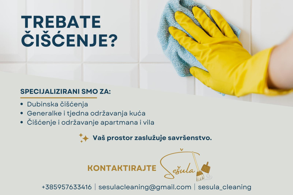 Nemate vremena za čišćenje? Šešula brine o vašem domu i apartmanima.