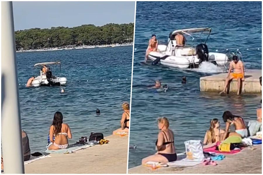 Nevjerojatan prizor na vodičkoj plaži: gumenjak prešao plutače i manevrirao među kupačima