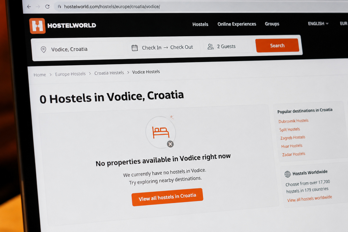 Vodice imaju tisuće turističkih kreveta, ali više nemaju nijedan hostel