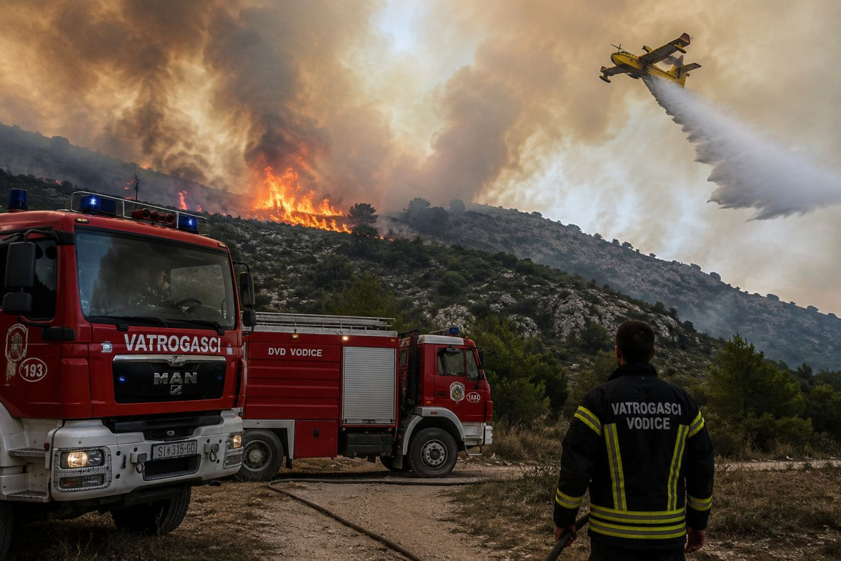 Požar kod Primoštena još aktivan, gase ga 64 vatrogasca – na terenu i DVD Vodice