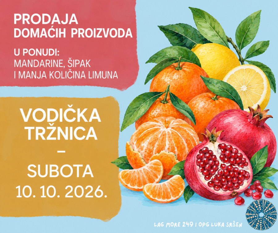 Domaće mandarine, šipak i limuni ove subote ponovno na vodičkoj tržnici