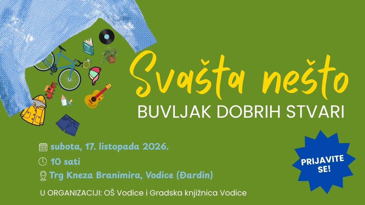 Gradska knjižnica i Osnovna škola Vodice organiziraju „Svašta nešto: buvljak dobrih stvari“