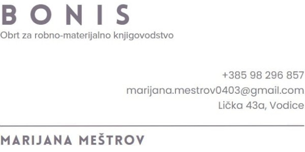 Obrt Bonis vlasnice Marijane Meštrov: Pouzdan izbor za vođenje robnog knjigovodstva za ugostitelje i obrtnike
