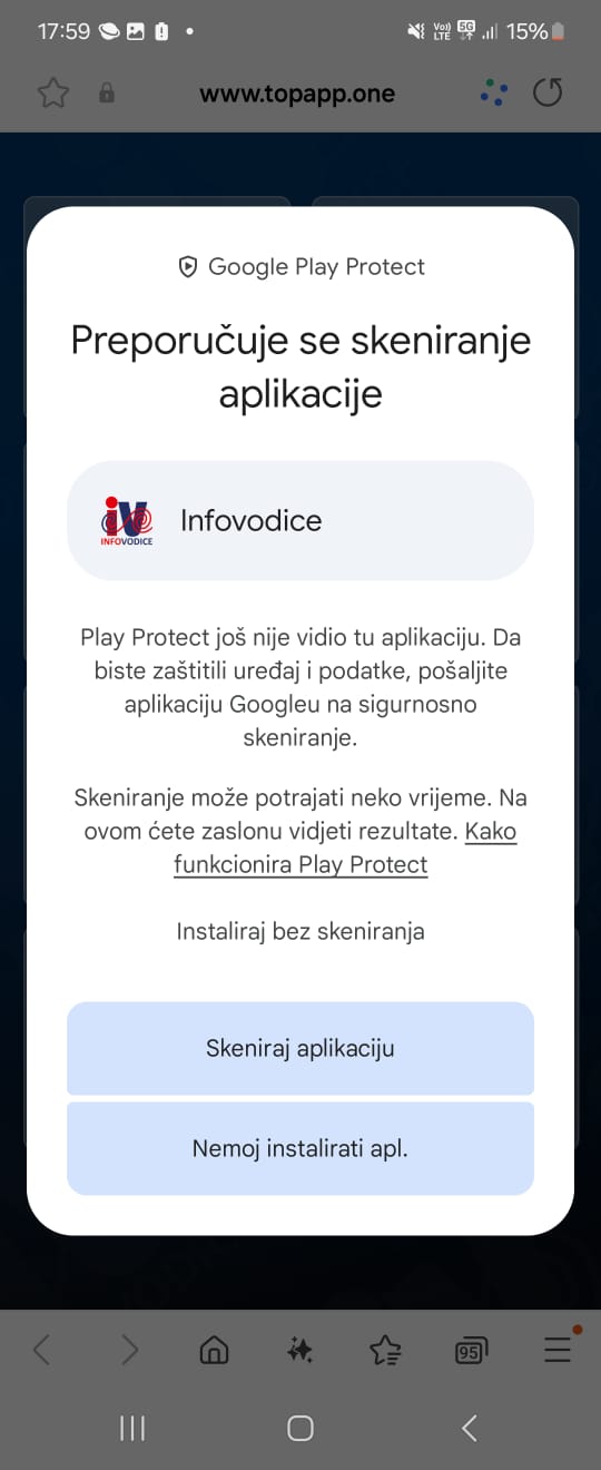 Play Protect upozorenje - Android